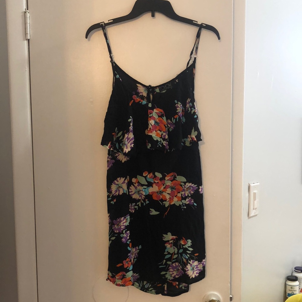 LF Black Floral Backless Dress size M